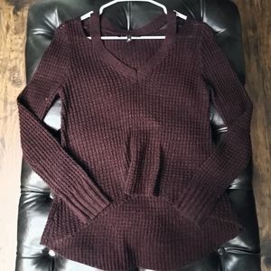 Cold-Shoulder, High-Low Knit Sweater